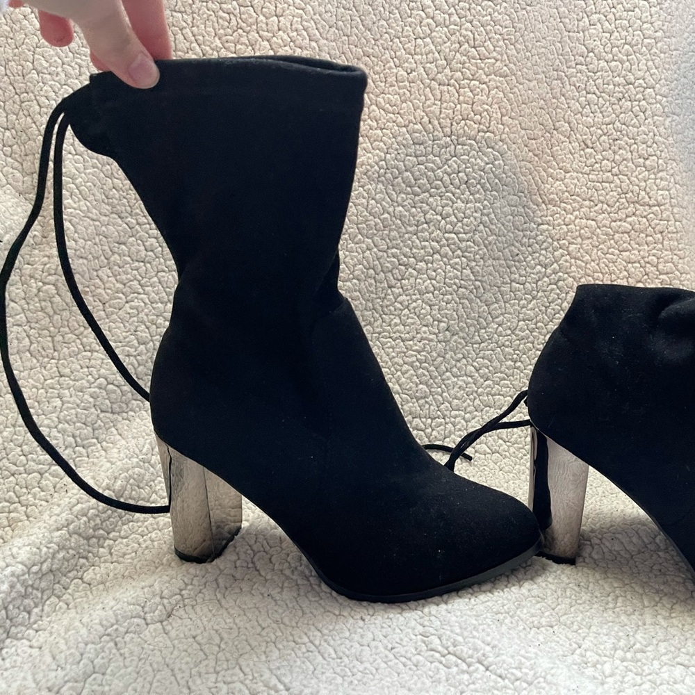 Tied Bootie with Silver Heel